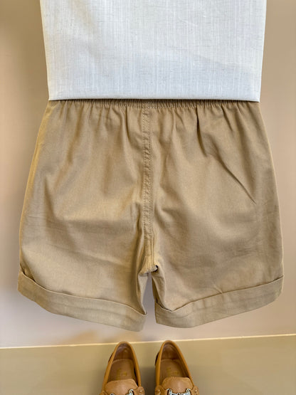 Conjunto Infantil Camisa Manga Curta e Bermuda Off White - Youccie
