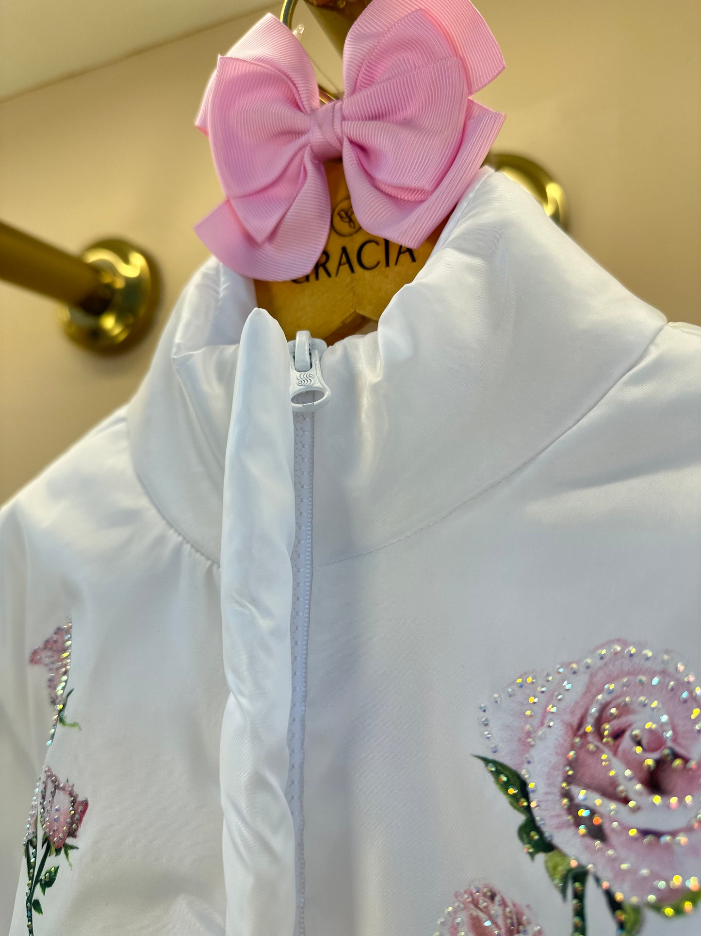 Conjunto Infantil com Casaco Bordado Floral, Blusa com Strass e Saia em Tulle Glitter - Luluzinha