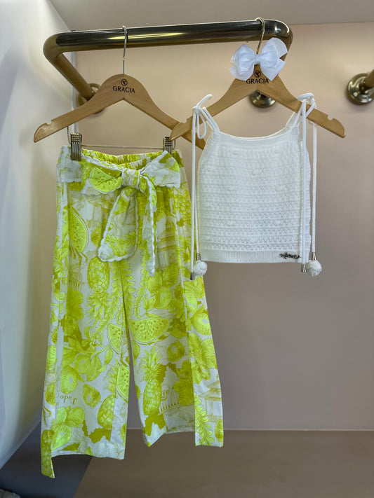 Conjunto Infantil Blusa Tricot e Calça Laise Verde Melão - Animê