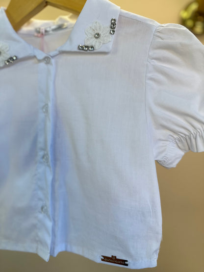 Camisa Infantil Algodão Golda Bordada - Gabriela Aquarela