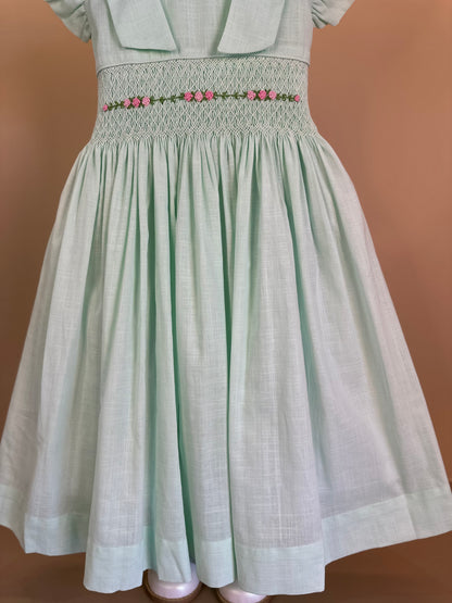 Vestido Infantil Clássico Algodão Olívia Verde - Gracia