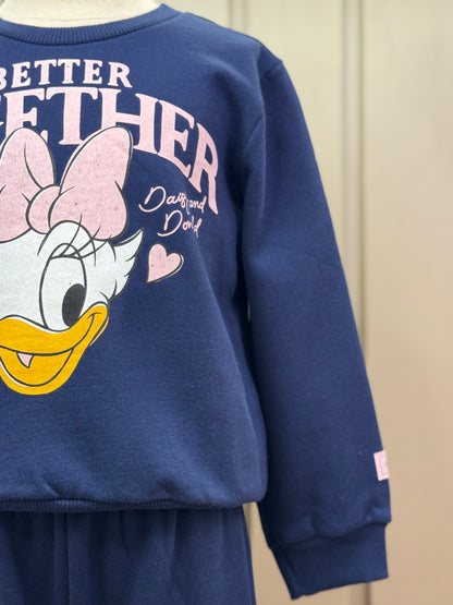 Conjunto Infantil Moletom Casaco Daisy e Calça Marinho - Momi