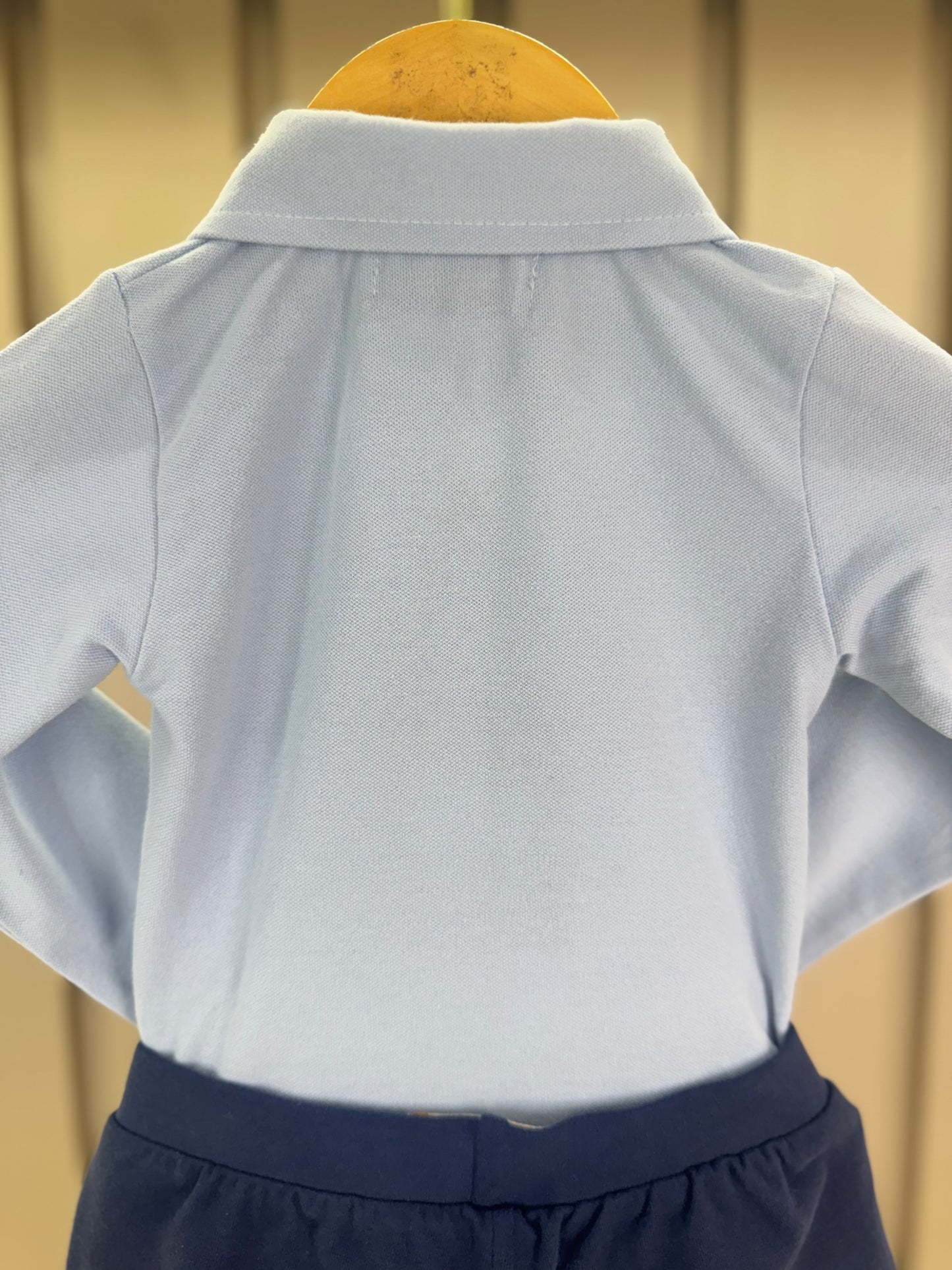 Conjunto Bebê Polo-Body Piquet Algodão ML Azul e Bermuda Moletom Algodão Profundo - Dame
