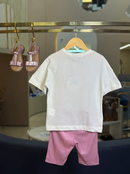 Conjunto Infantil Blusa e Bermuda Summer Collection Rosa - Animê