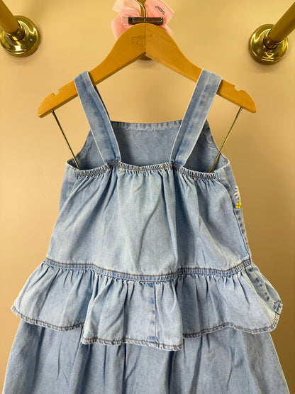 Conjunto Infantil Jeans Blusa Bordado Floral e Shorts Saia - Animê