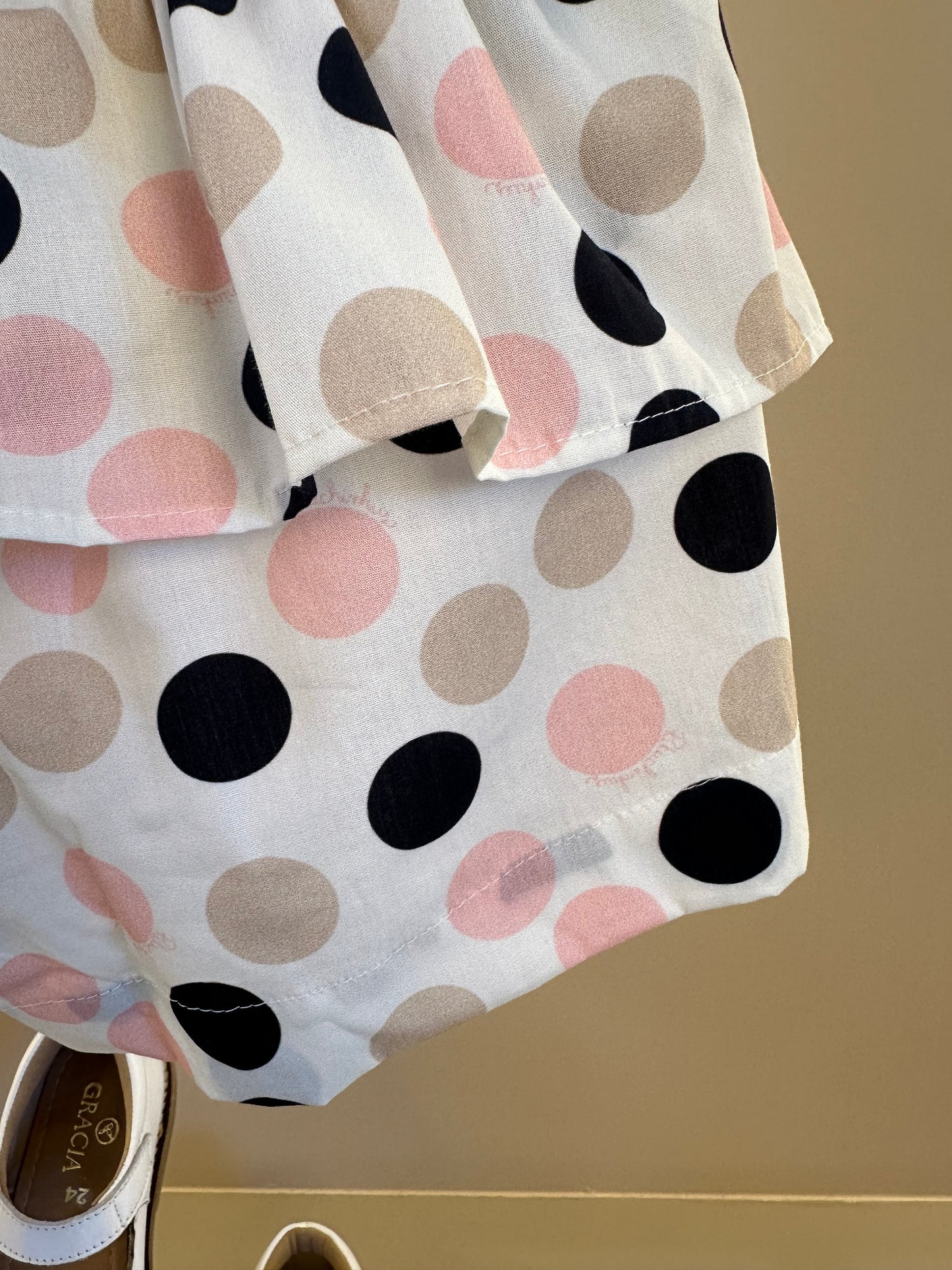 Conjunto Infantil Regata Ursinha Vestido de Poá e Short Com Babados Algodão Estampa Poá Colorido - Pituchinhus