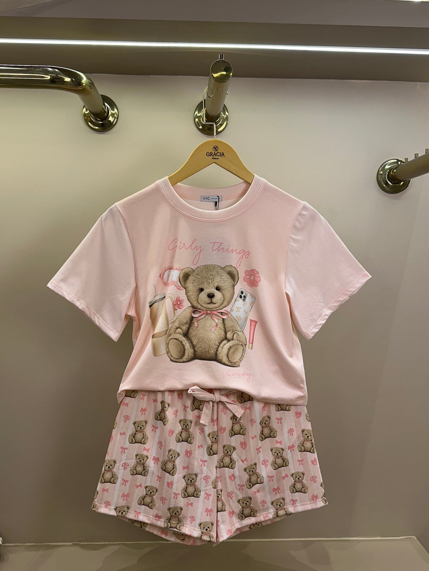 Pijama Teen Blusa e Short Rosa Claro - Vic Vick