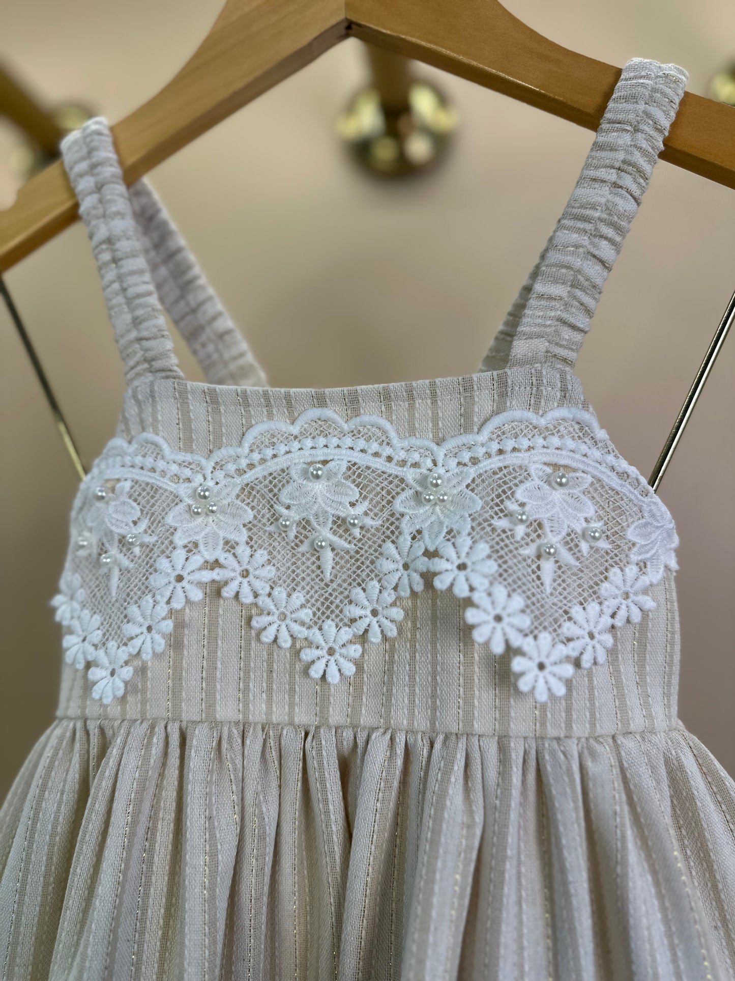 Vestido Infantil Linho com Renda e Laço - Gabriela Aquarela