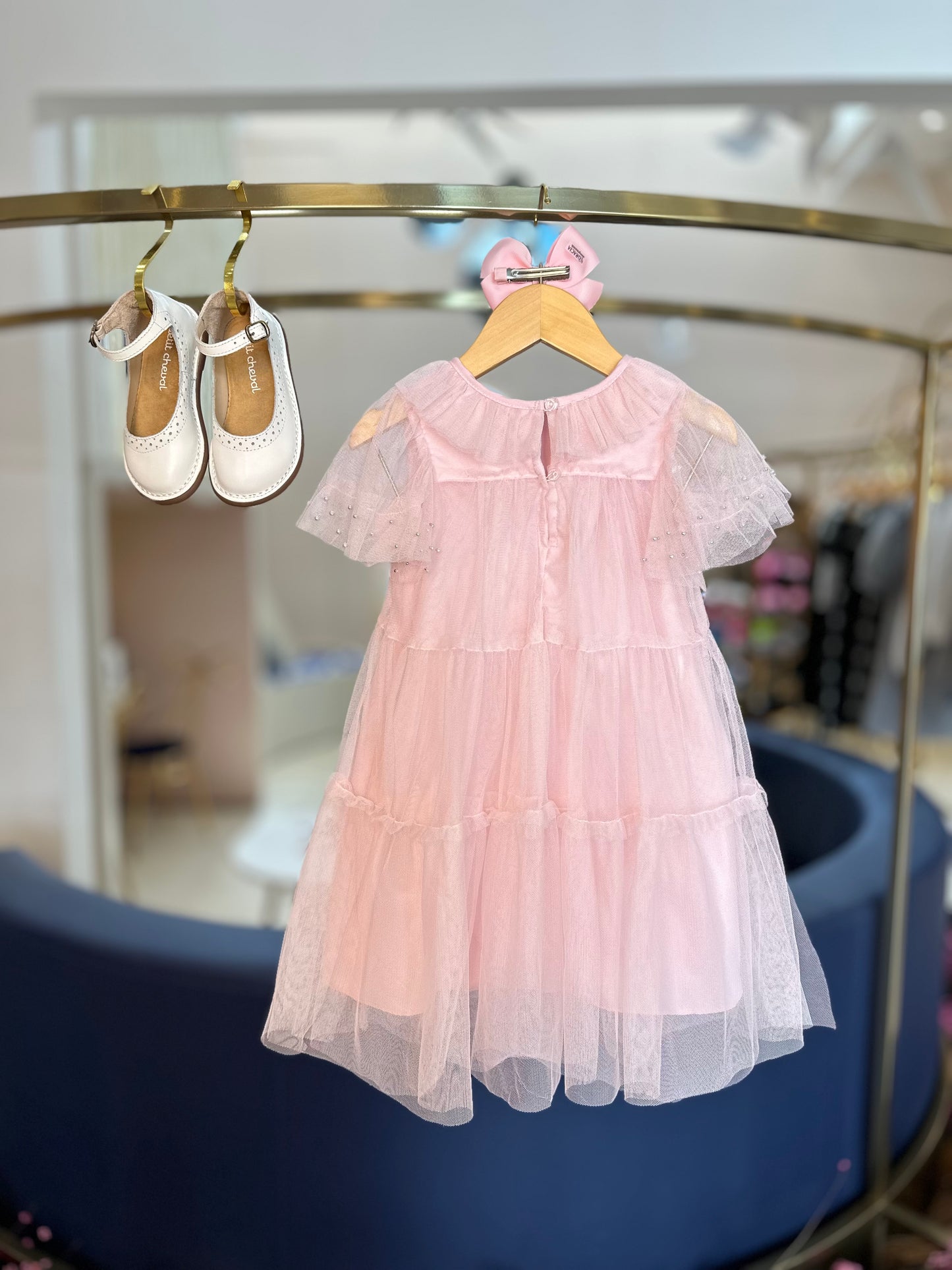 Vestido Infantil Trapézio Ballerine Pérolas - Petit Cherie