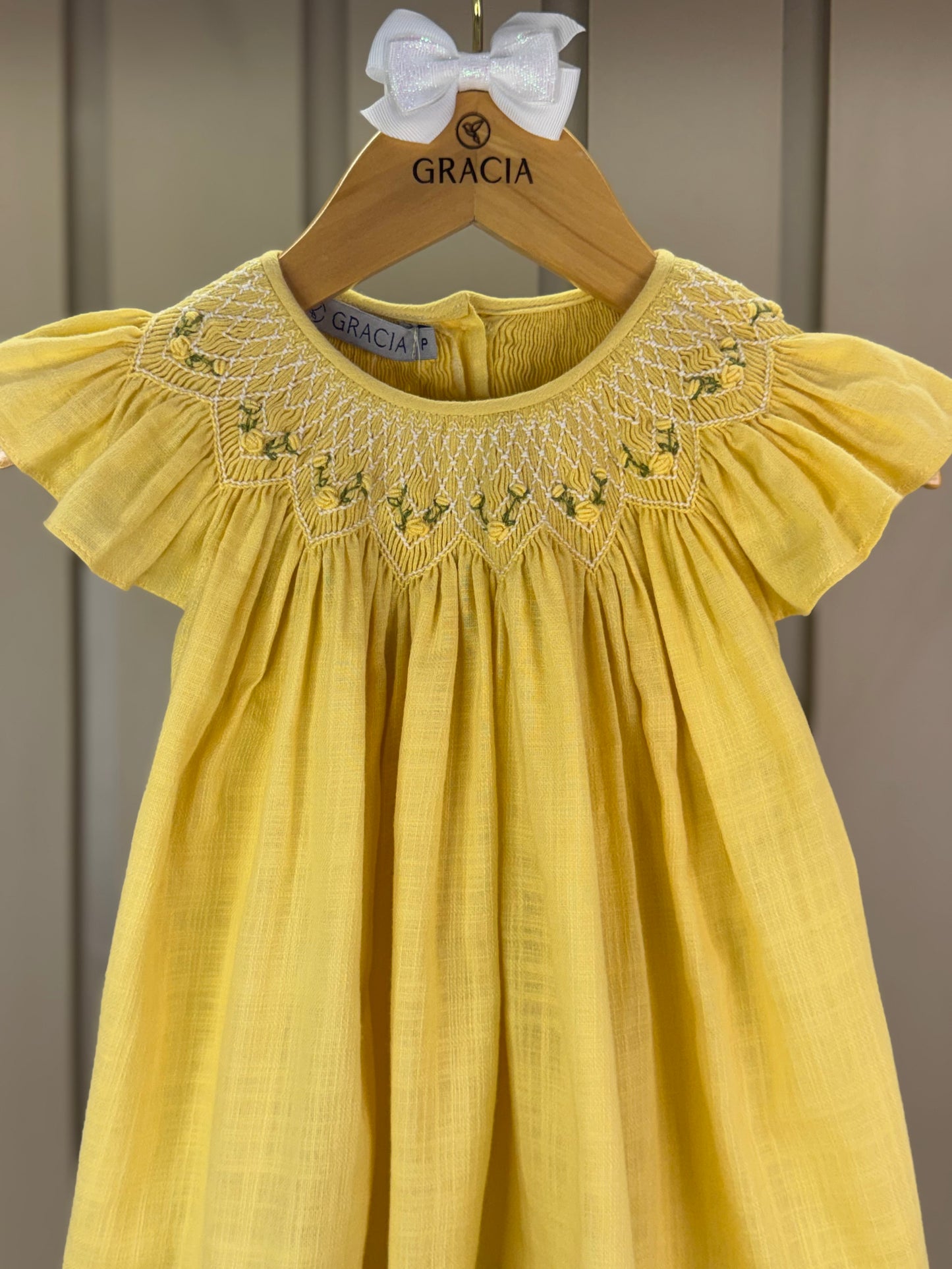 Batinha Bebê Algodão Bordado Serena Amarelo - Gracia