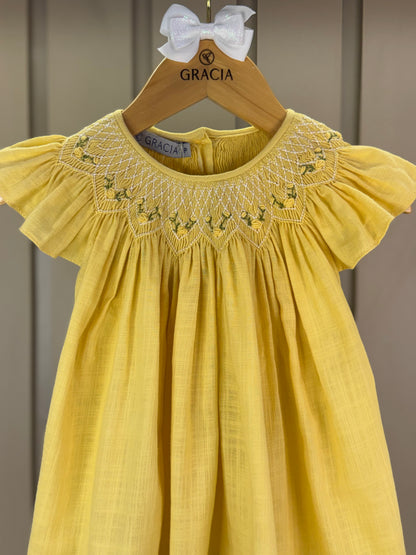Batinha Bebê Algodão Bordado Serena Amarelo - Gracia