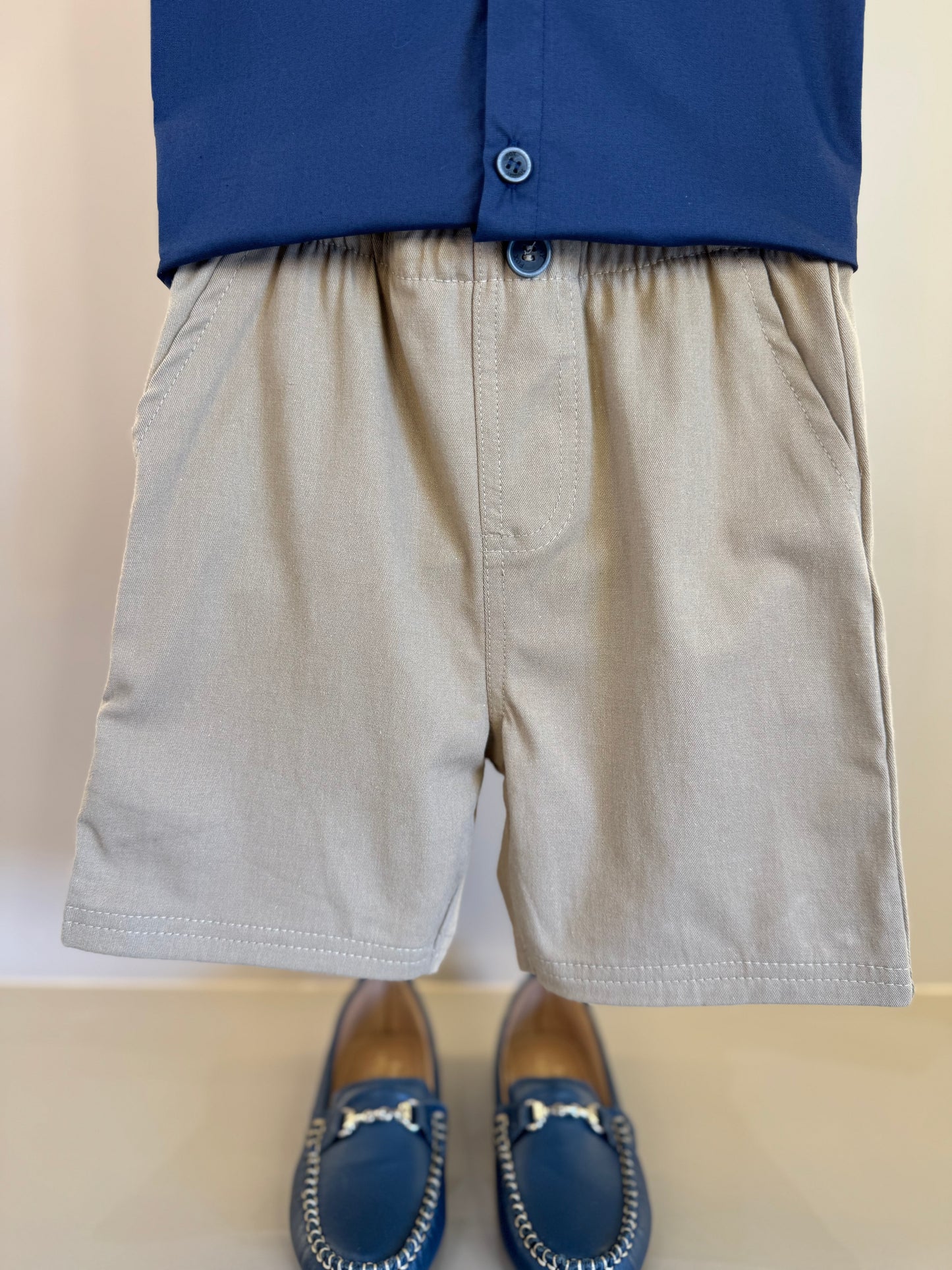 Conjunto Infantil Camisa Tricoline Mônaco e Bermuda Sarja Marinho - Little Johnny