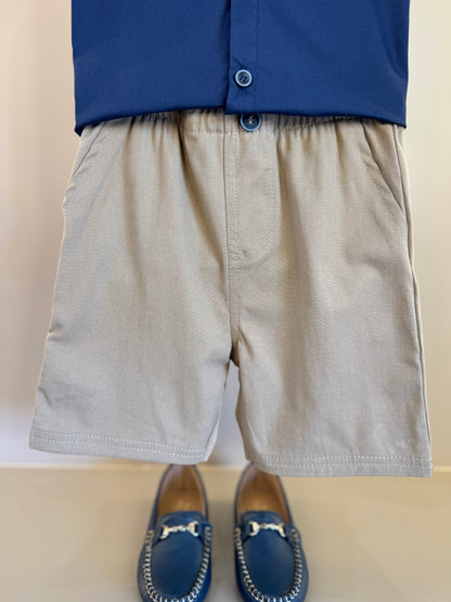Conjunto Infantil Camisa Tricoline Mônaco e Bermuda Sarja Marinho - Little Johnny