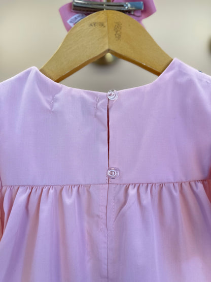 Vestido Infantil Trapézio Flores e Babado Rosa - Mon Sucré