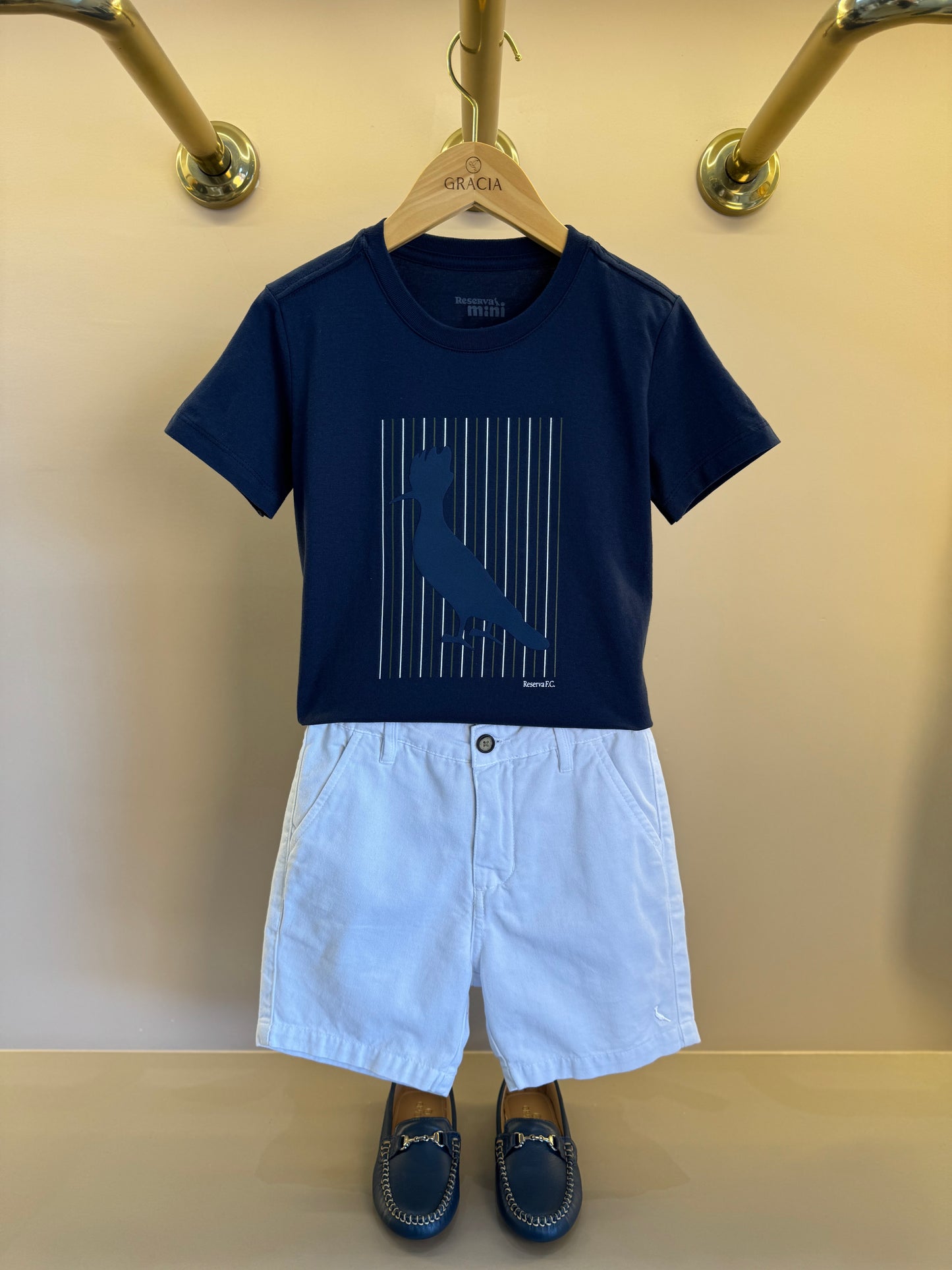 Camiseta Infantil Algodão Pica-Pau Risca Marinho - Reserva Mini