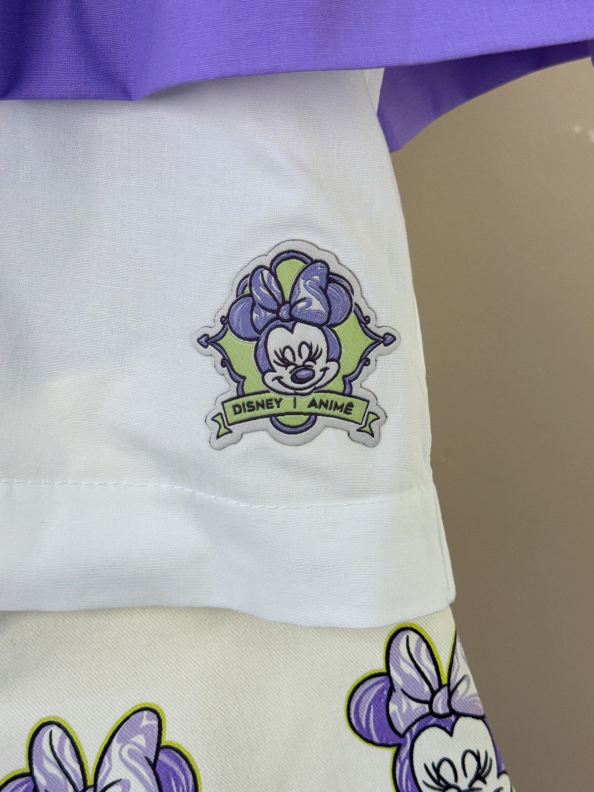 Conjunto Infantil Camisa Gola Clássica Capa Minnie Florais e Shorts Sarja Minnie Florais Detalhes Lilás - Animê
