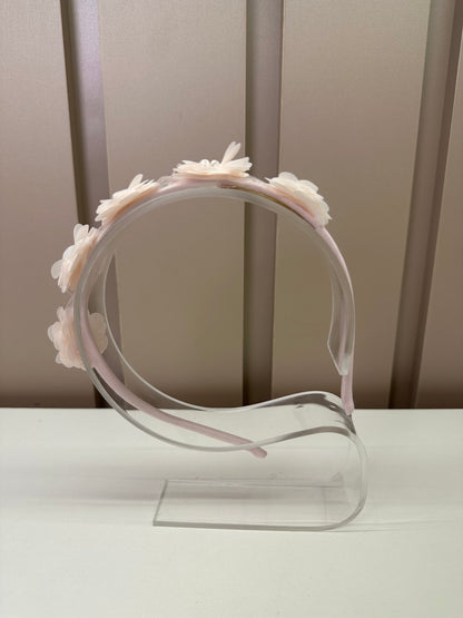 Tiara Infantil Flores 3D Tule Rosa - Petit Cherie