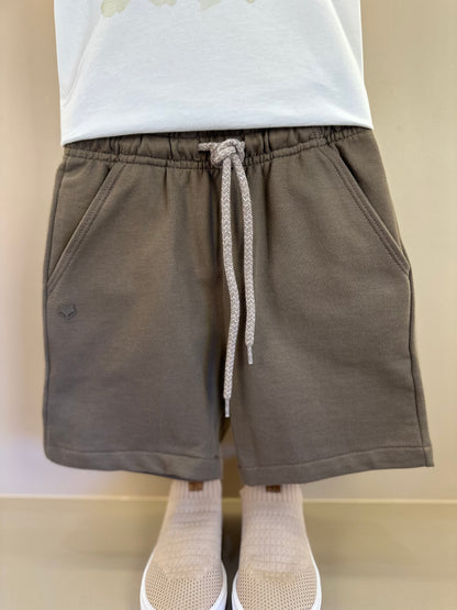 Conjunto Infantil Camisa Off White e Bermuda Marrom - Little Johnny