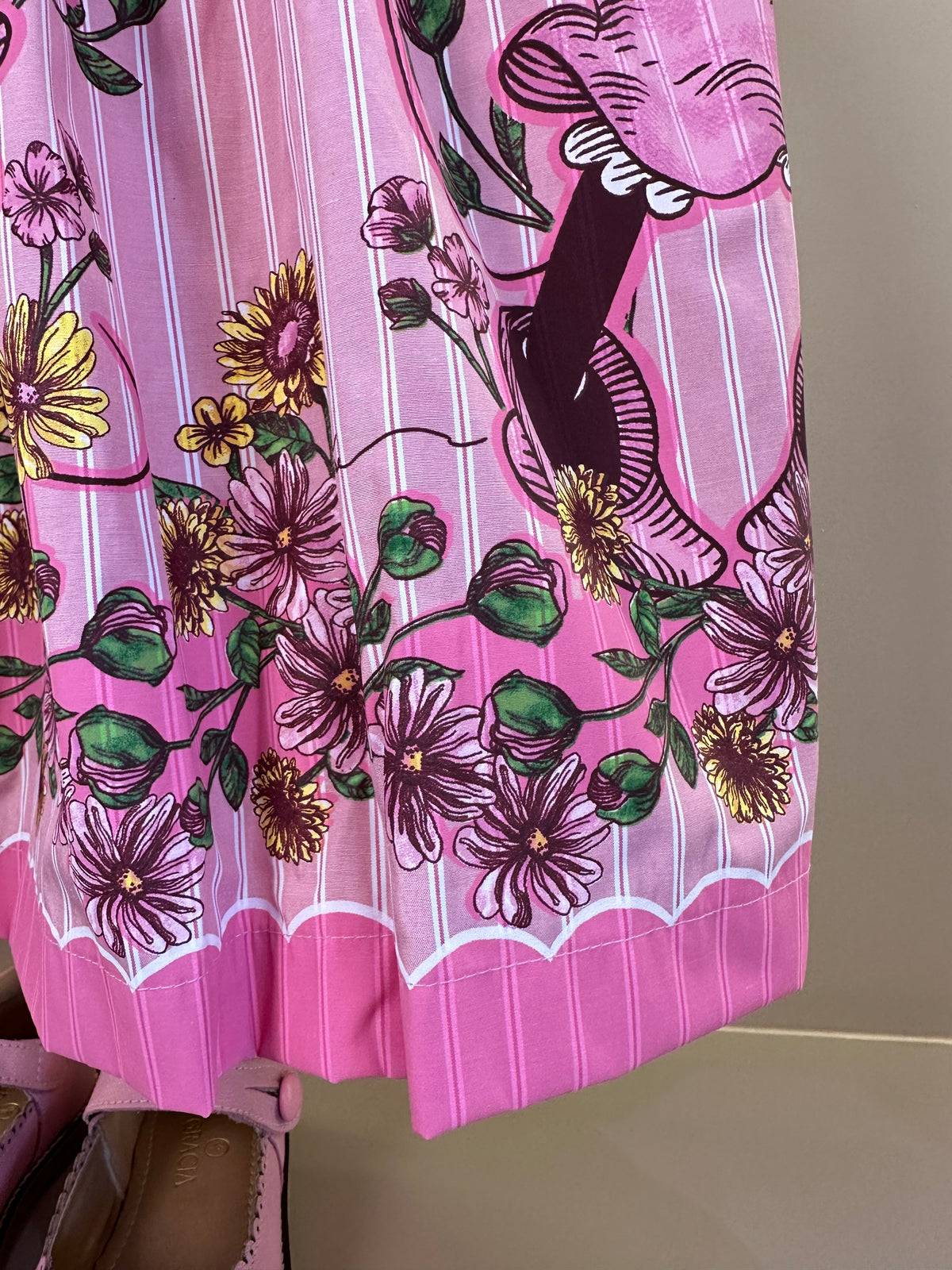Vestido Infantil Rosa Listrado Minnie Floral - Animê