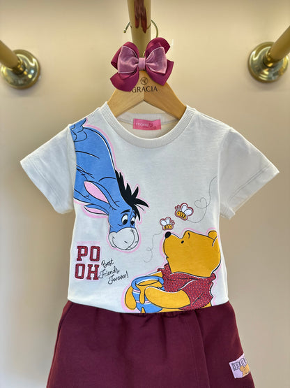 Conjunto Infantil Blusa Ursinho Pooh e Shorts Moletom - Momi