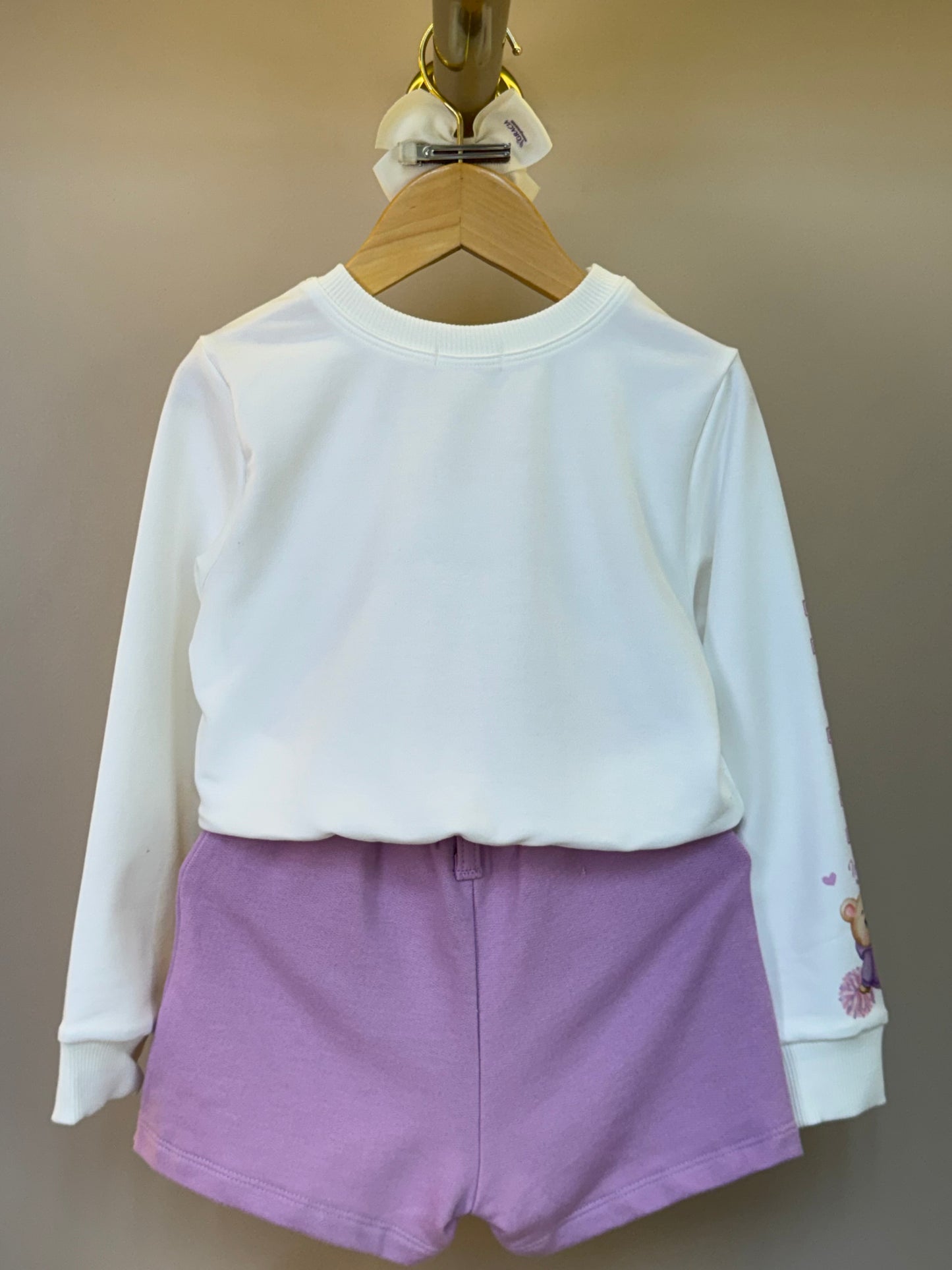 Conjunto Infantil Blusa Body ML Bear Club e Shorts-saia Lilás - Infanti