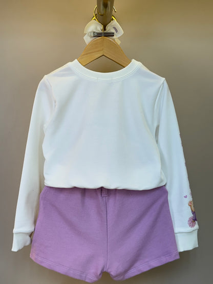Conjunto Infantil Blusa Body ML Bear Club e Shorts-saia Lilás - Infanti