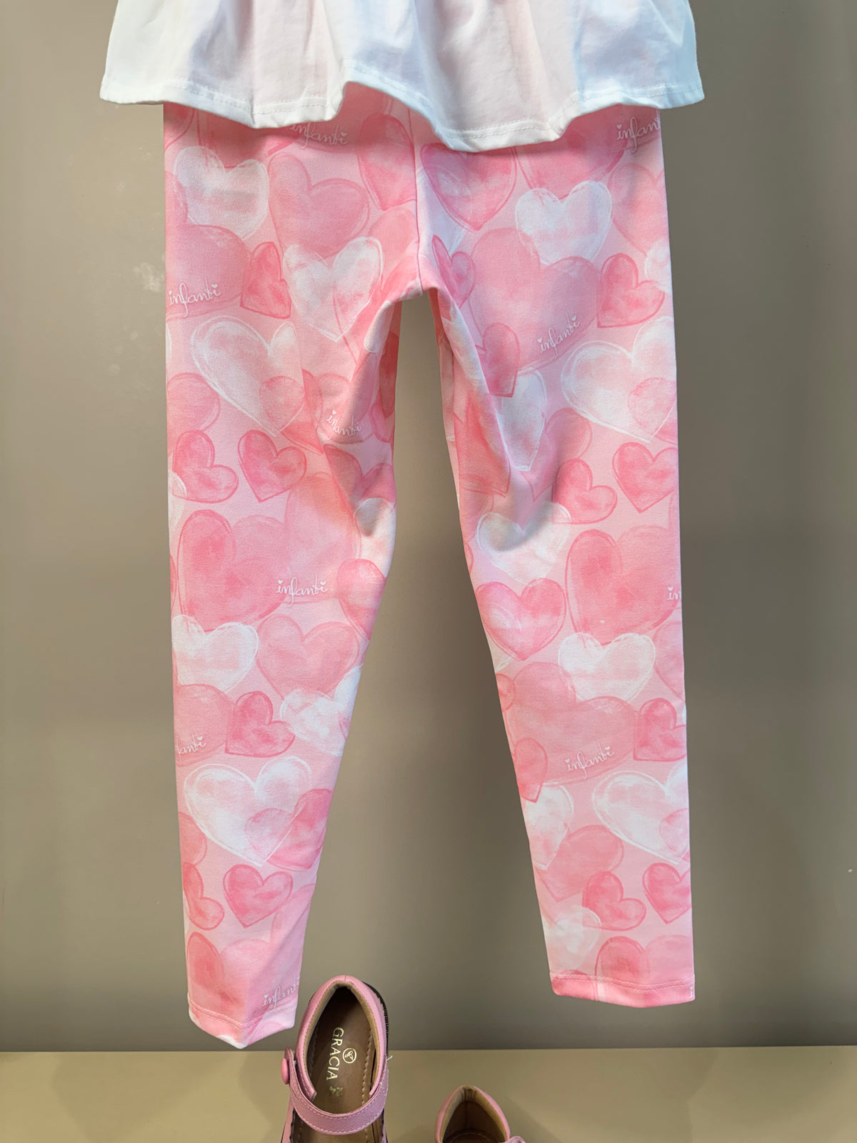 Conjunto Infantil Blusa Ursinha Com Laço e Calça Legging Corações - Infanti