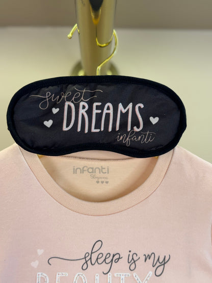 Pijama Infantil Blusa ML Ursinha Beauty e Calça Lacinhos Rosa Seda com Máscara - Infanti