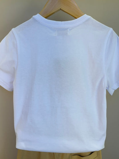 Conjunto Infantil Camiseta Algodão NFL Teddy Torcedores e Bermuda Ponto Roma Bolsos Cargo Bege - Dame