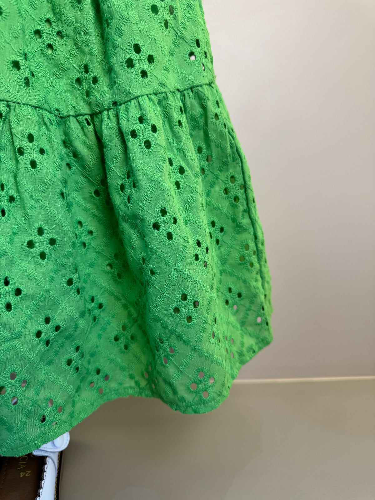 Vestido Infantil Laise Bordado Flores Verde - Momi