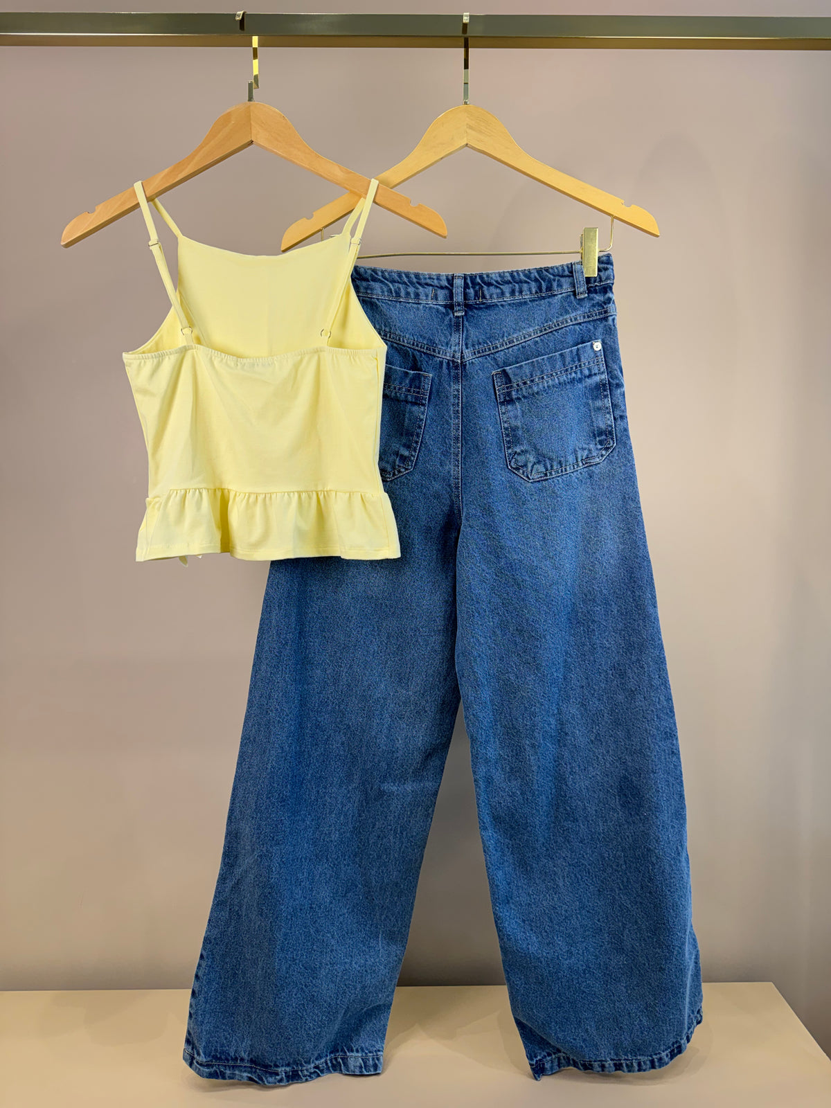 Blusa Teen Regata Amarela Com Babado - Vanilla Cream