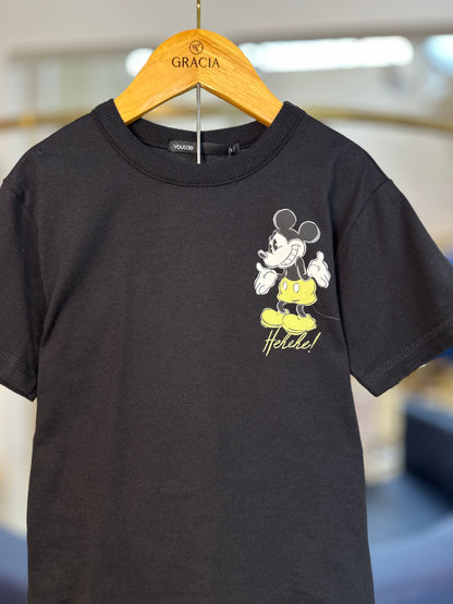 Conjunto Infantil T-Shirt Mickey e Bermuda Verde Melão - Youccie