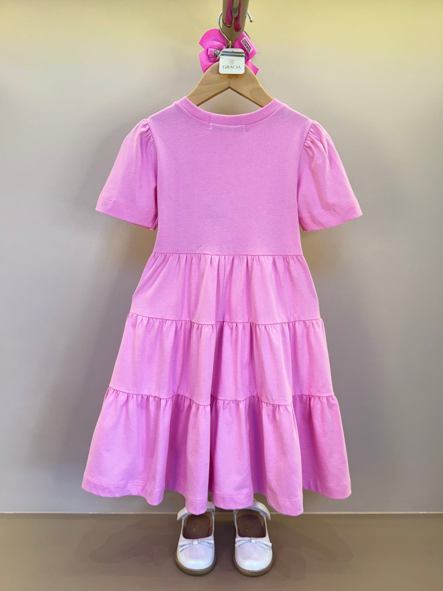 Vestido Infantil Algodão Laços Rosa Girly - Animê Petite