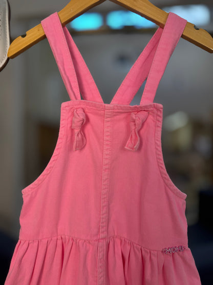 Salopete Infantil Sarja Rosa Fluor - Momi