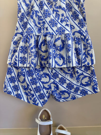 Conjunto Infantil Blusa Estampada DG Flores e Shorts DG Flores - Animê