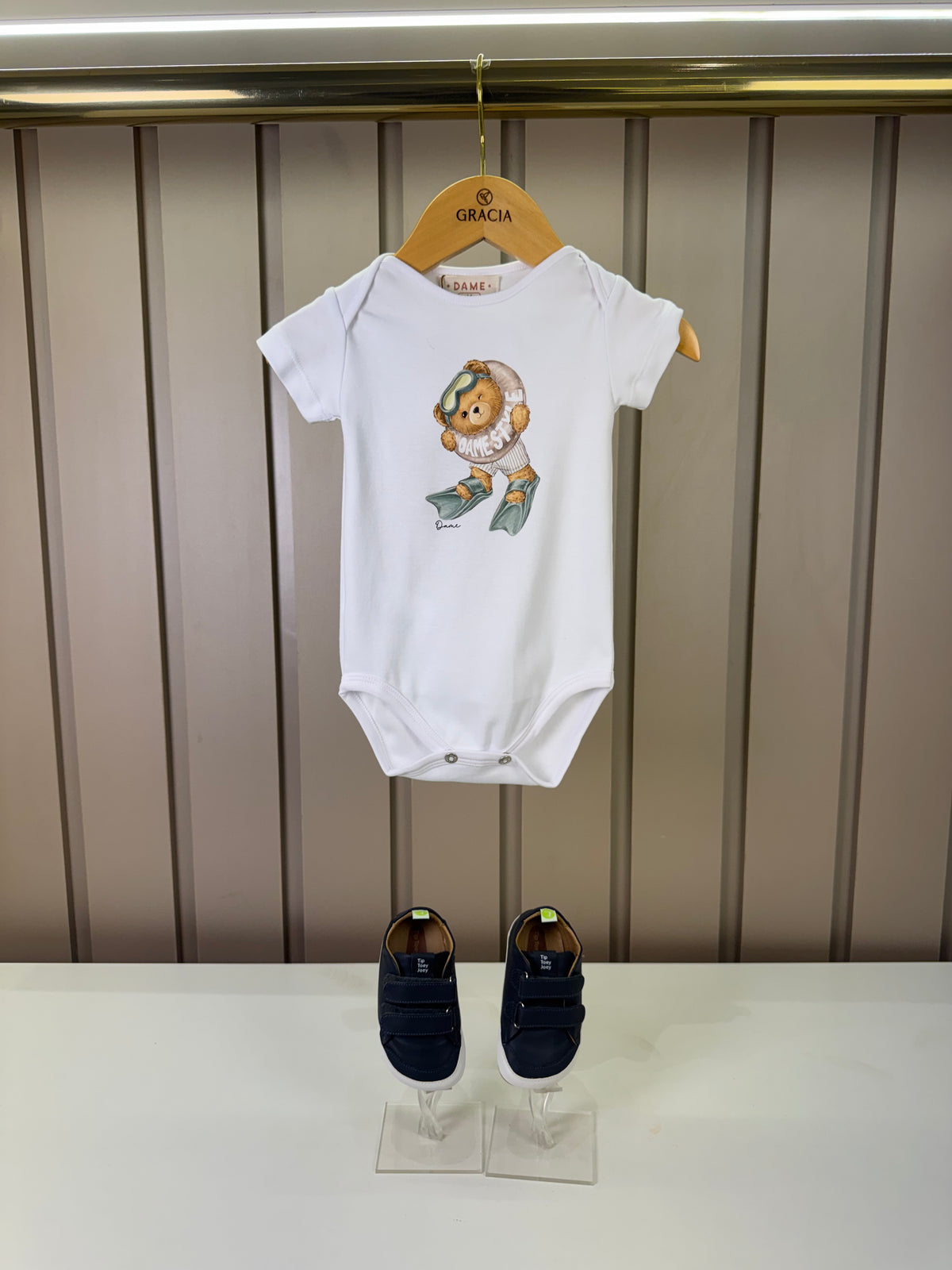 Body Bebê Algodão Egipcio Teddy Boia Branco - Dame