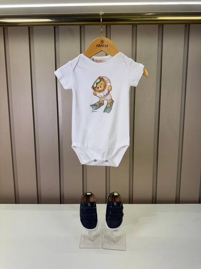 Body Bebê Algodão Egipcio Teddy Boia Branco - Dame