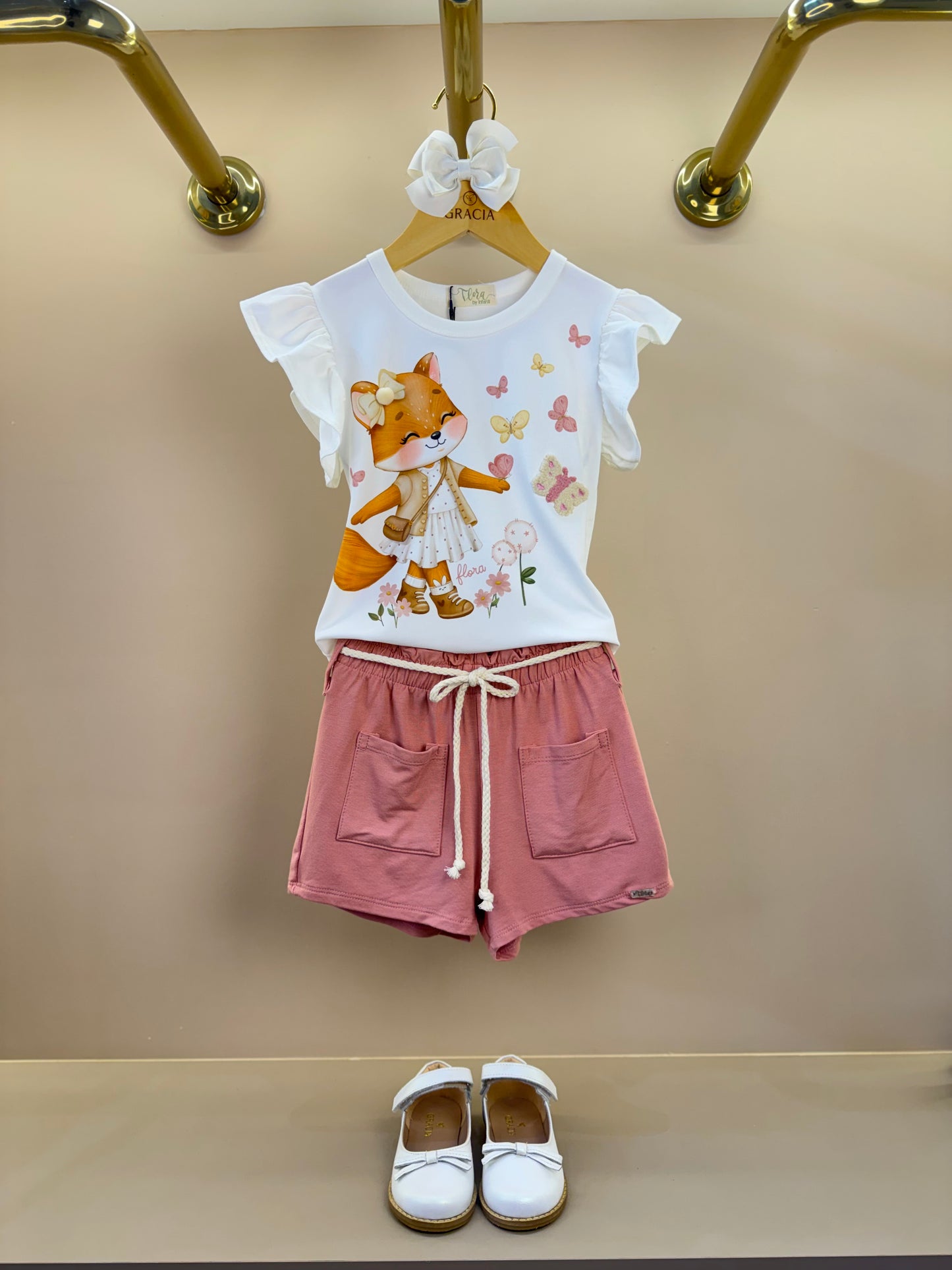 Conjunto Infantil Blusa MC e Short Rosa Aloha - Infanti