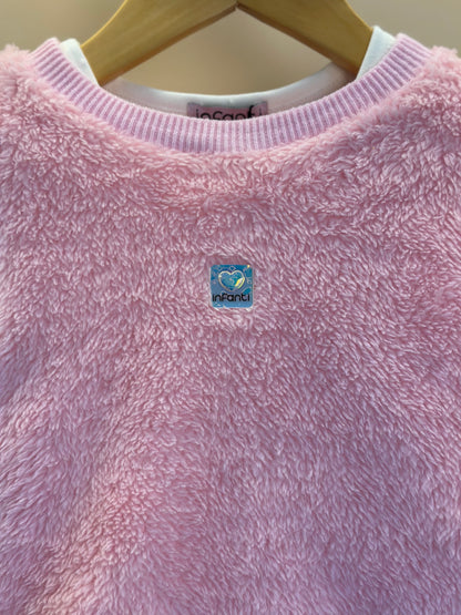 Conjunto Trio Blusa ML Off White, Colete Rosa e Saia Bege - Infanti