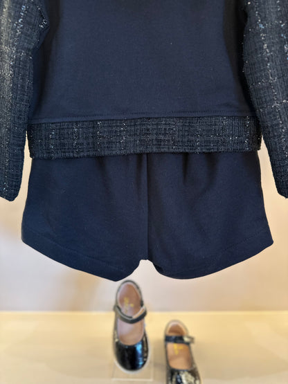 Conjunto Infantil Conceito Tweed Casaco e Saia-shorts Preto - Animê