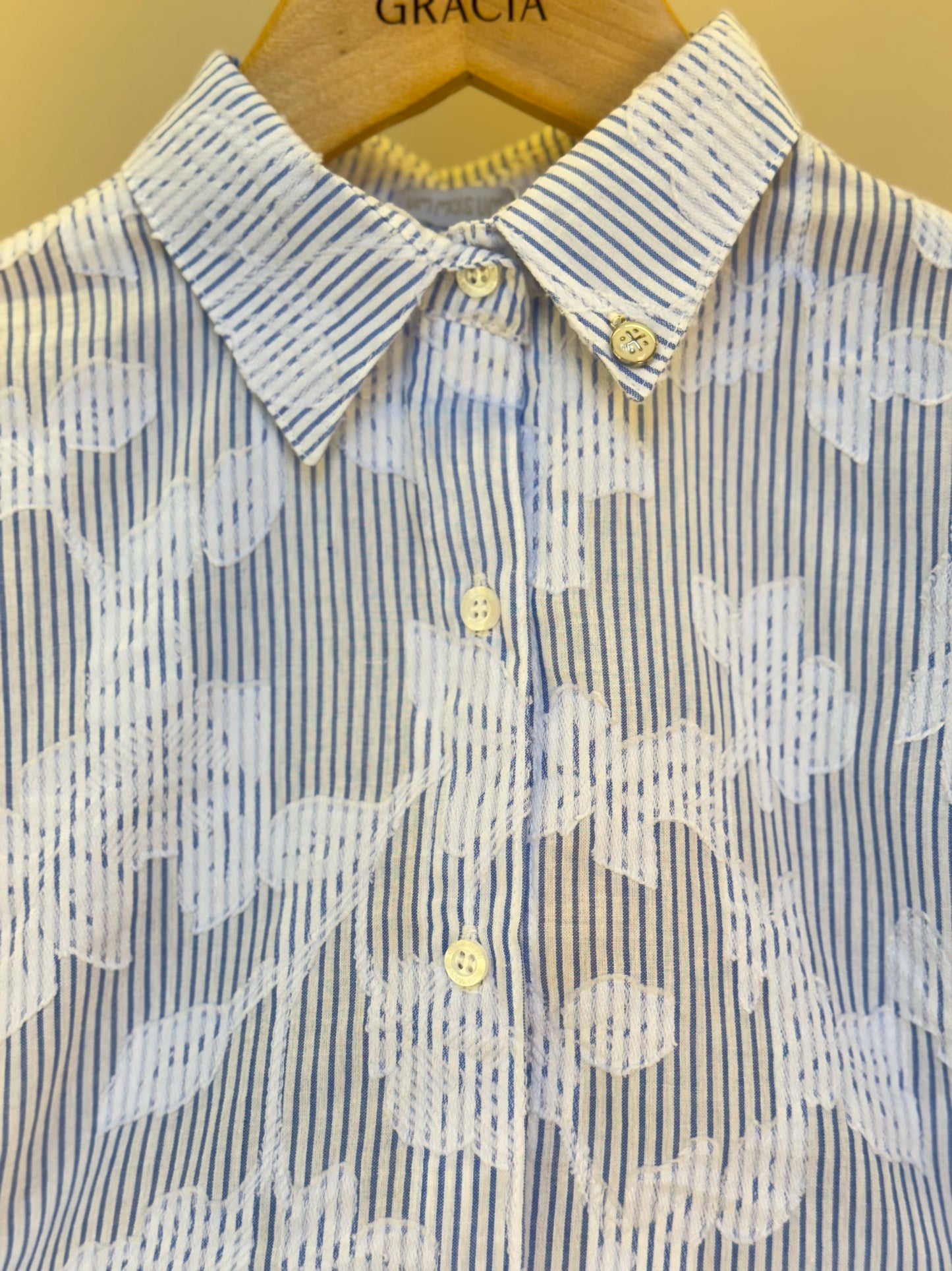 Conjunto Infantil Tricoline Camisa e Saia Short Azul Claro - Um Mais Um