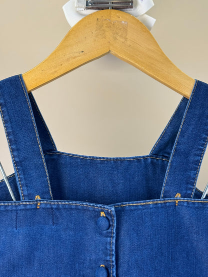 Conjunto Infantil Blusa Jeans Com Babado e Shorts Alfaiataria Listrado - Luluzinha