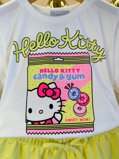 Conjunto Infantil Blusa Hello Kitty e Shorts Cós Elástico - Momi