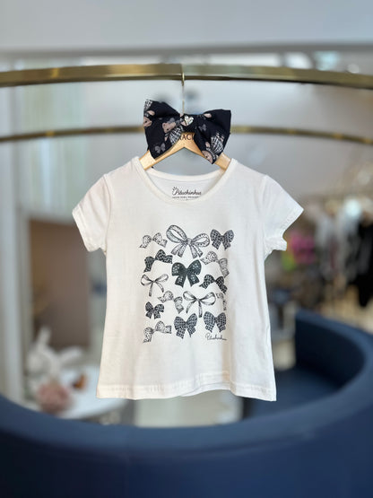 Blusa Infantil de Algodão Multi-Laços e Cristais - Pituchinhus