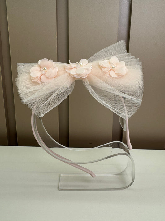 Tiara Infantil com Laço Rosa - Petit Cherie