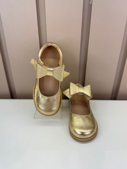 Sapatilha Infantil Mariah Retrô Laço Removível Dourado - Gracia