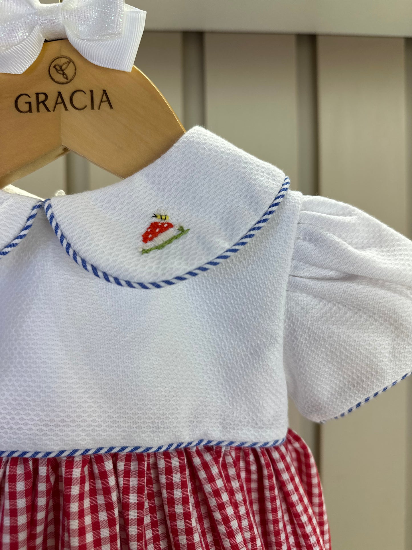 Pimpão Bebê Clássico Algodão Coraline Vichy Vermelho - Gracia