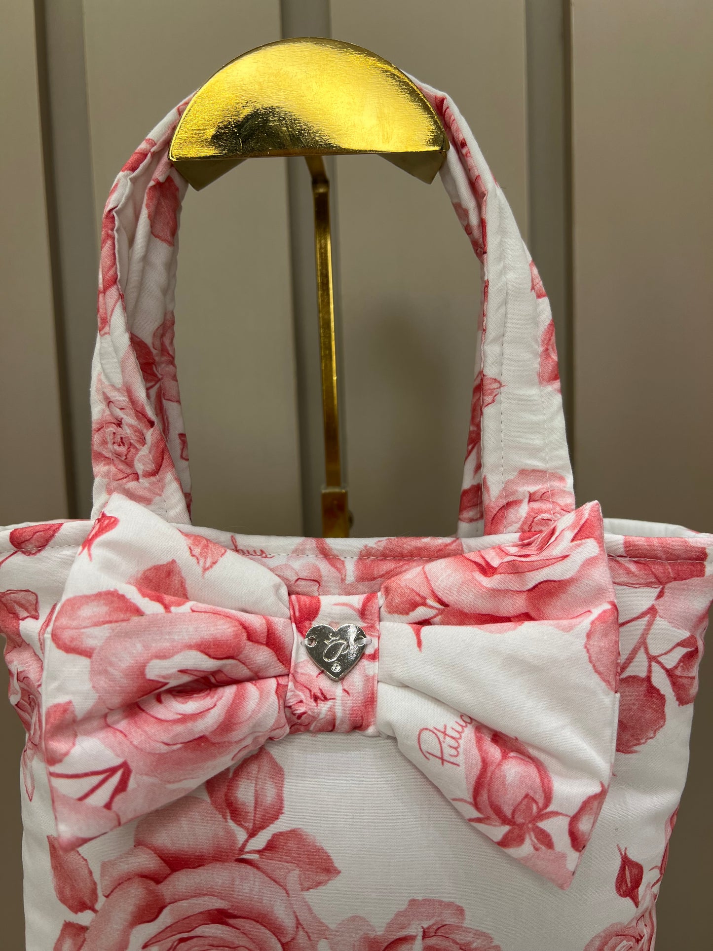 Bolsa Infantil Algodão Laços Florais Rosa - Pituchinhus