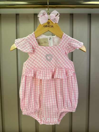 Romper Bebê Algodão Fofinho Rosa Strass - Um Mais Um