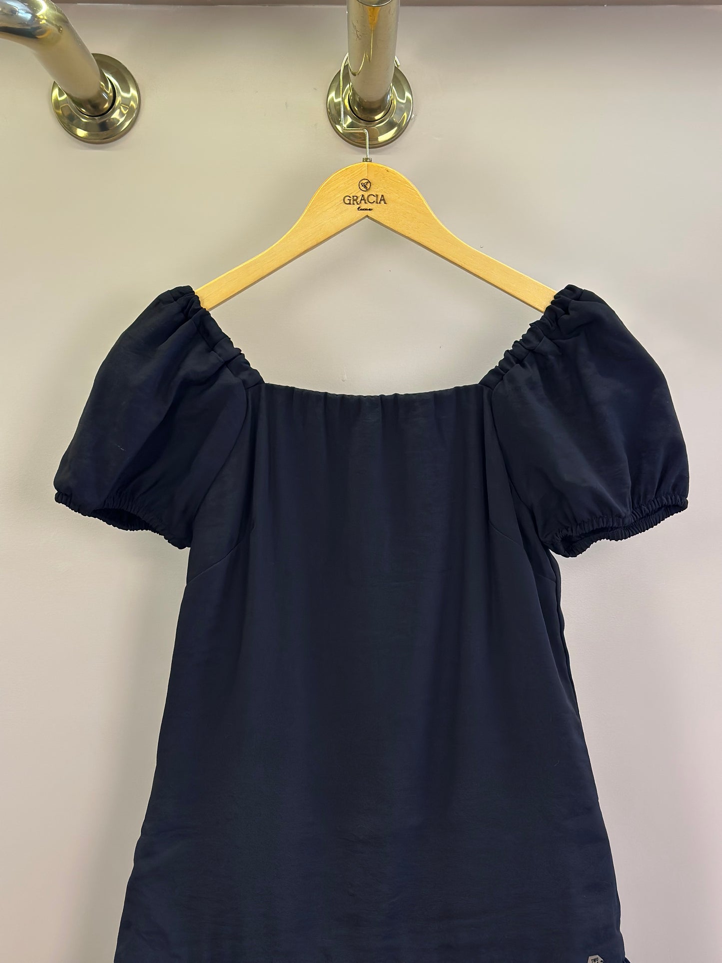 Vestido Teen Sarja Viscose Balonê Strass Preto - Two In